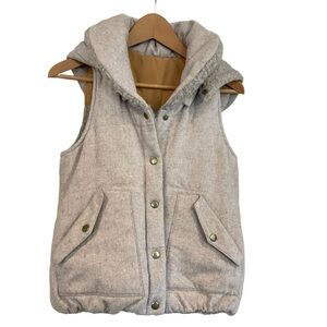 Twistedmind Wool Reversible Sherpa Vest Women’s S Beige/Oatmeal Removable Hood